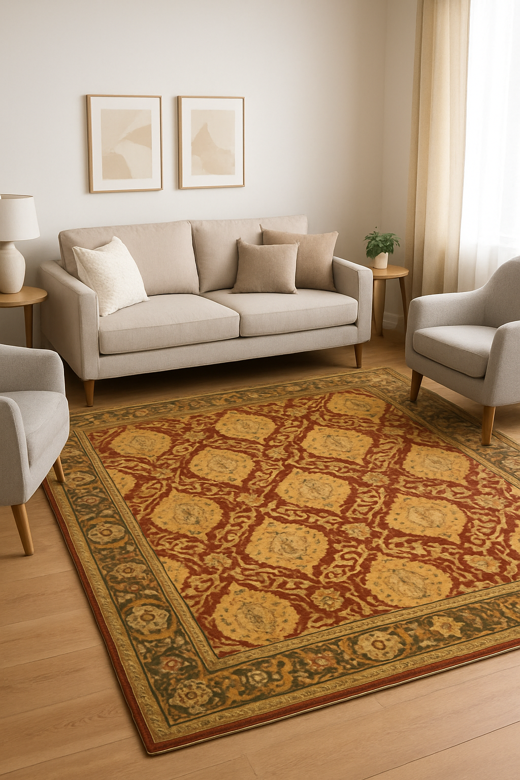 8 x 9.10 ft Hand Knotted Indian Kashan Rug