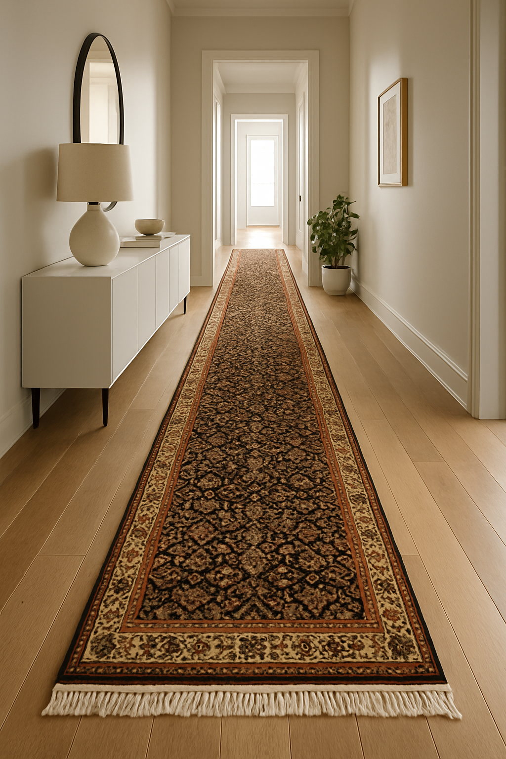 2.7 x 12 ft Hand Knotted Indian Herati Runner