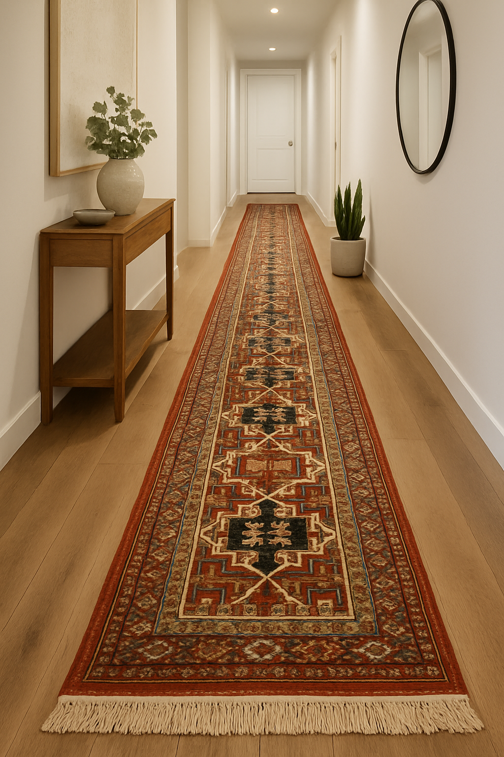 2.10 x 11.2 ft Hand Knotted Old Persian Heriz Runner
