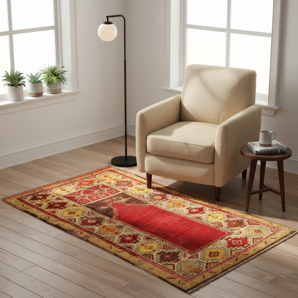 2.9 x 4.5 ft Hand Knotted Turkish Oushak Rug