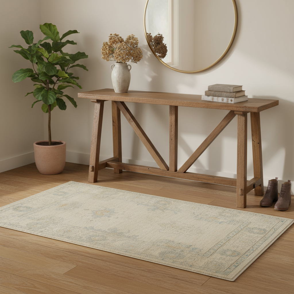 3.2 x 4.11 ft Hand Knotted Oushak Rug