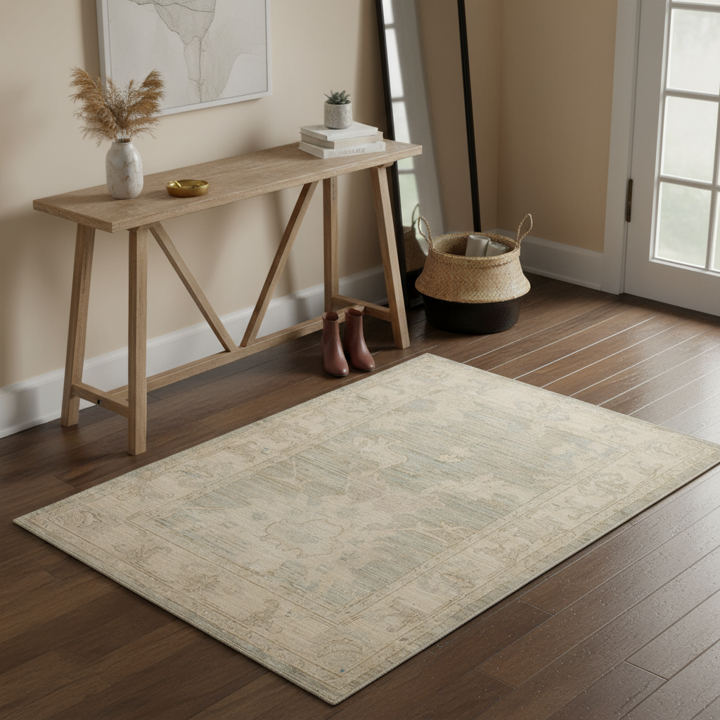 3.5 x 4.10 ft Hand Knotted Oushak Rug