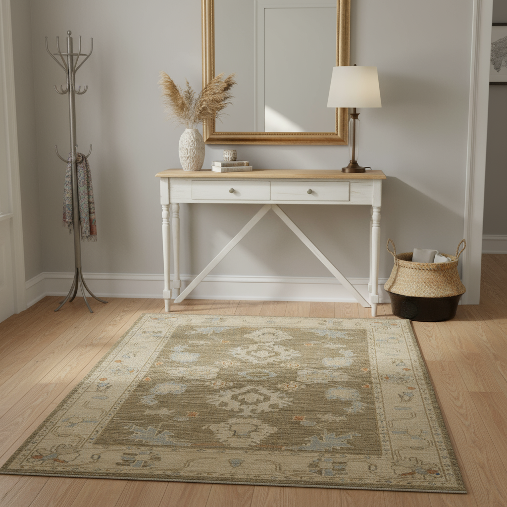3.2 x 5 ft Hand Knotted Oushak Rug