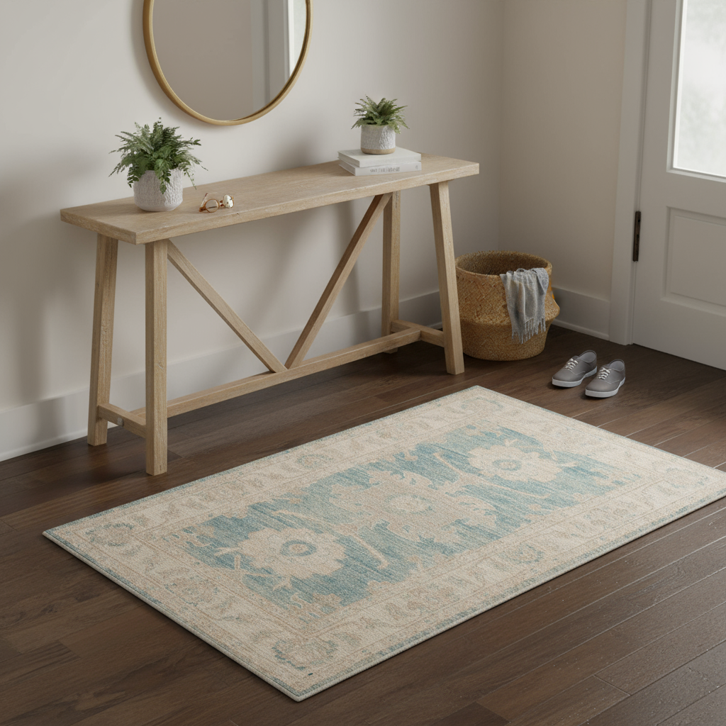 3.2 x 4.11 ft Hand Knotted Oushak Rug
