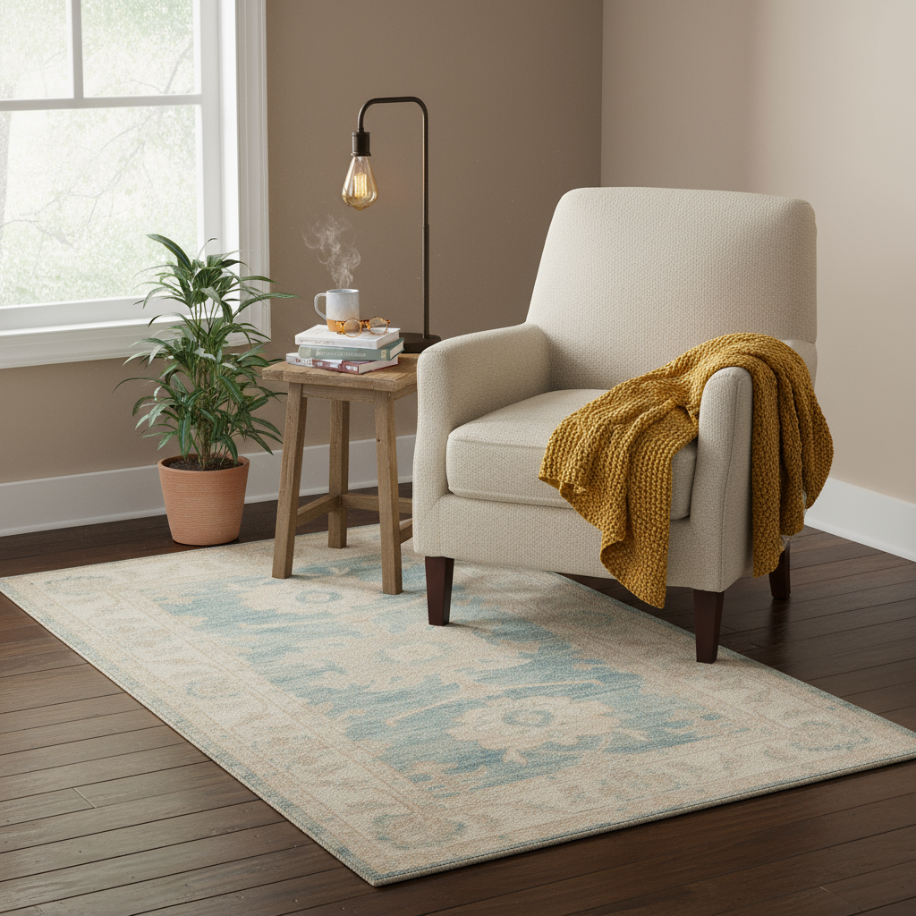 3.2 x 4.11 ft Hand Knotted Oushak Rug