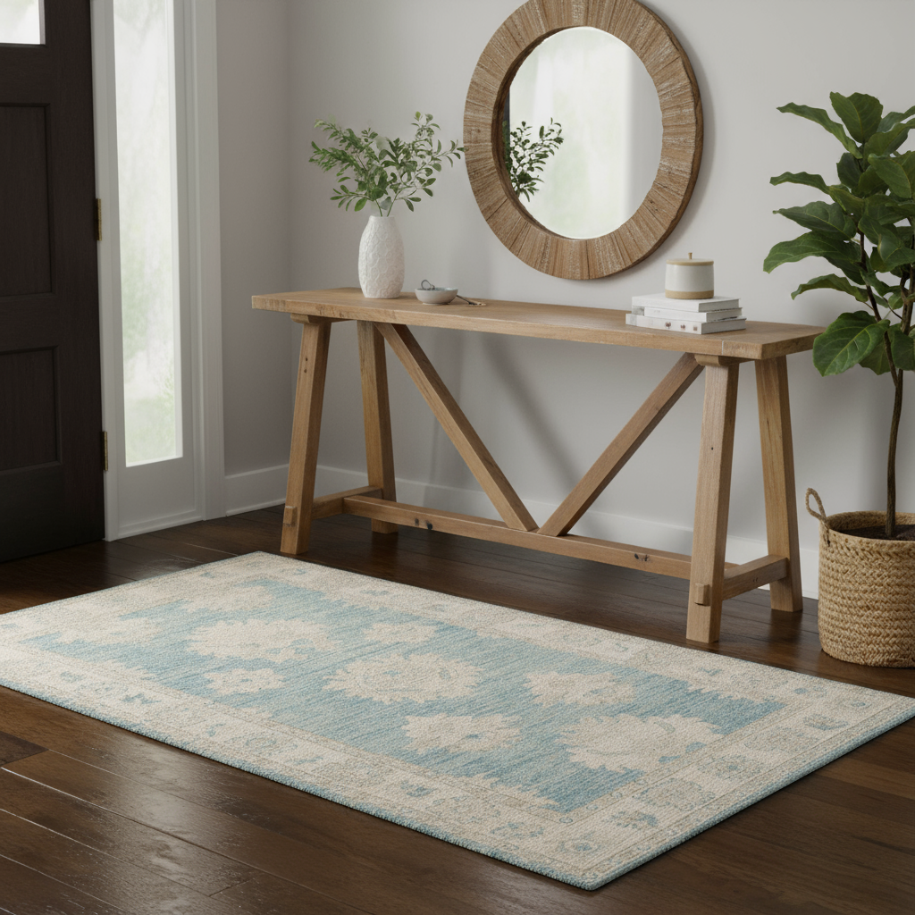 3 x 4.11 ft Hand Knotted Oushak Rug