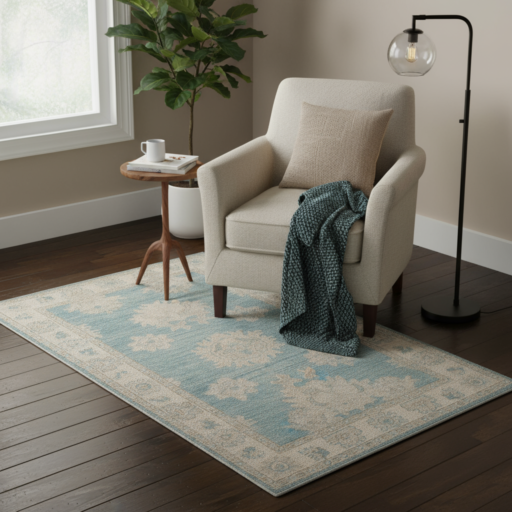 3 x 4.11 ft Hand Knotted Oushak Rug
