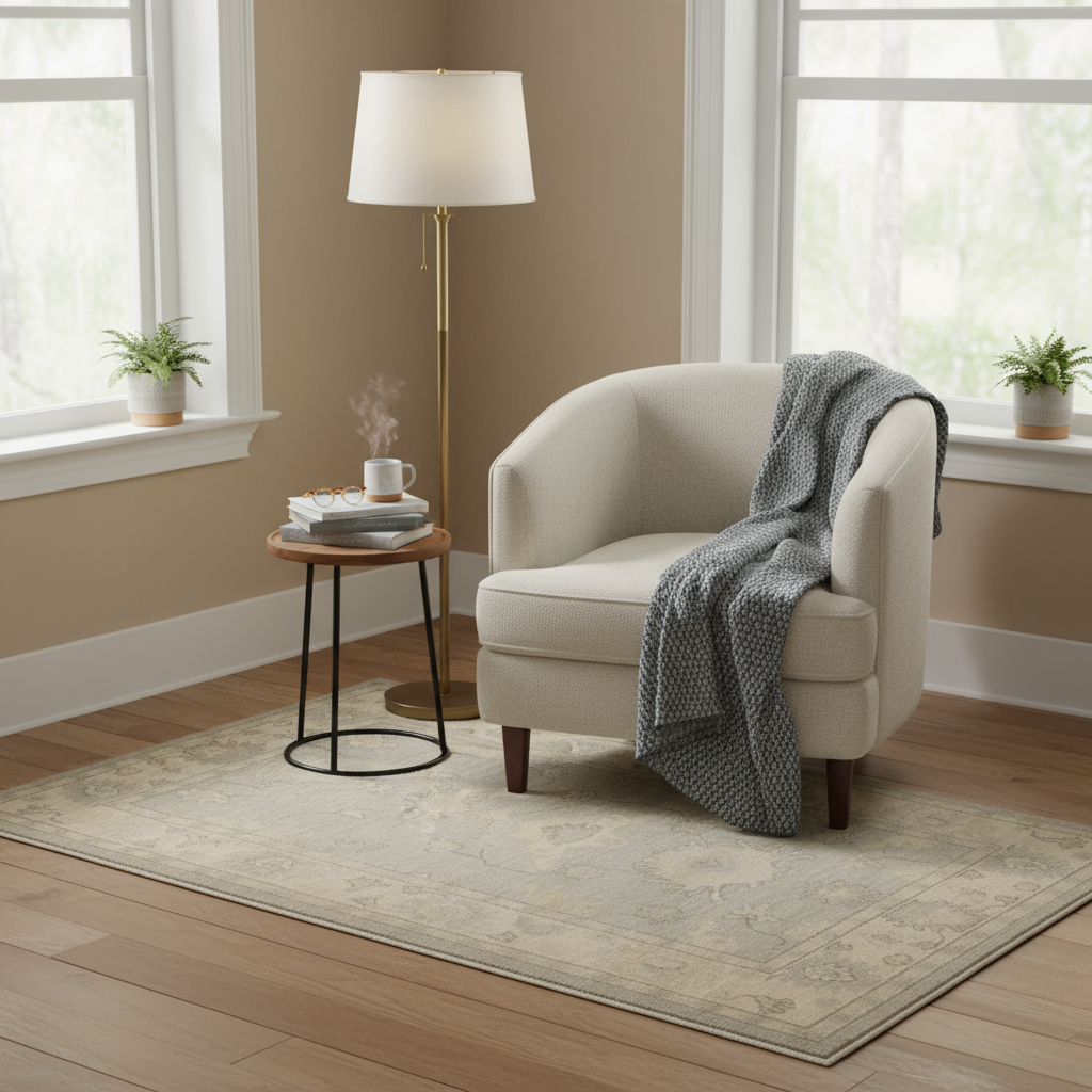 3.4 x 4.10 ft Hand Knotted Oushak Rug