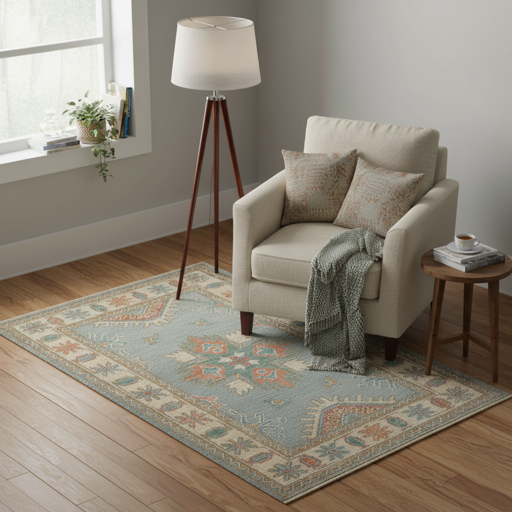 3.4 x 5.4 ft Hand Knotted Oushak Rug