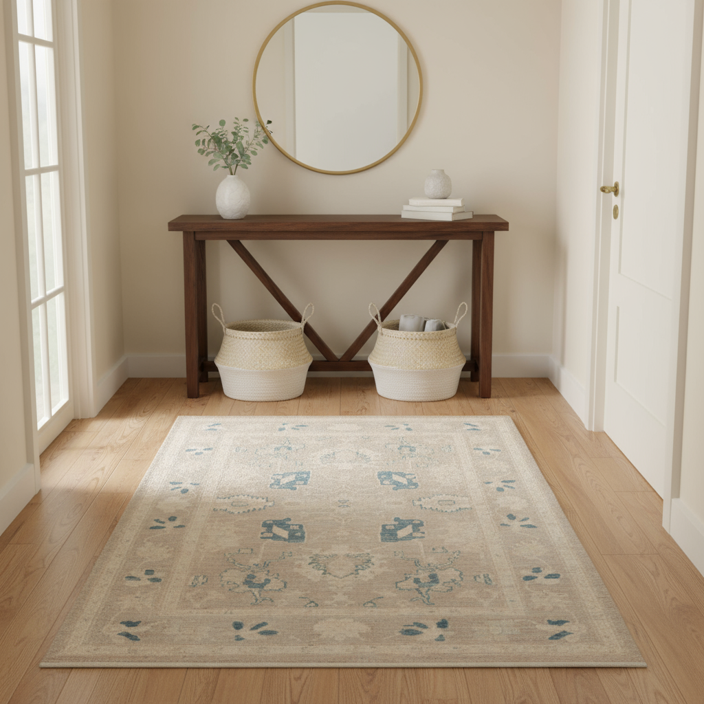3.9 x 5.9 ft Hand Knotted Oushak Rug