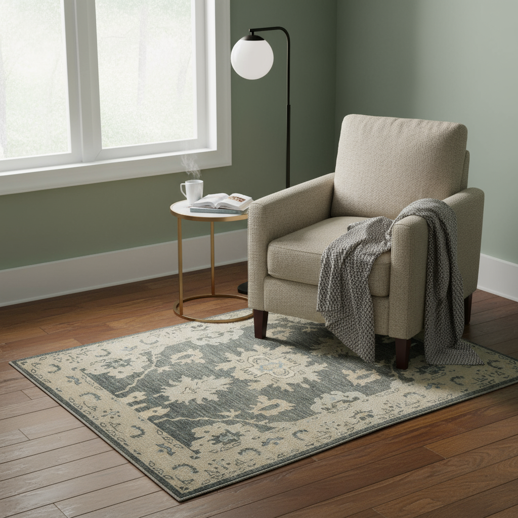 3.4 x 5 ft Hand Knotted Oushak Rug