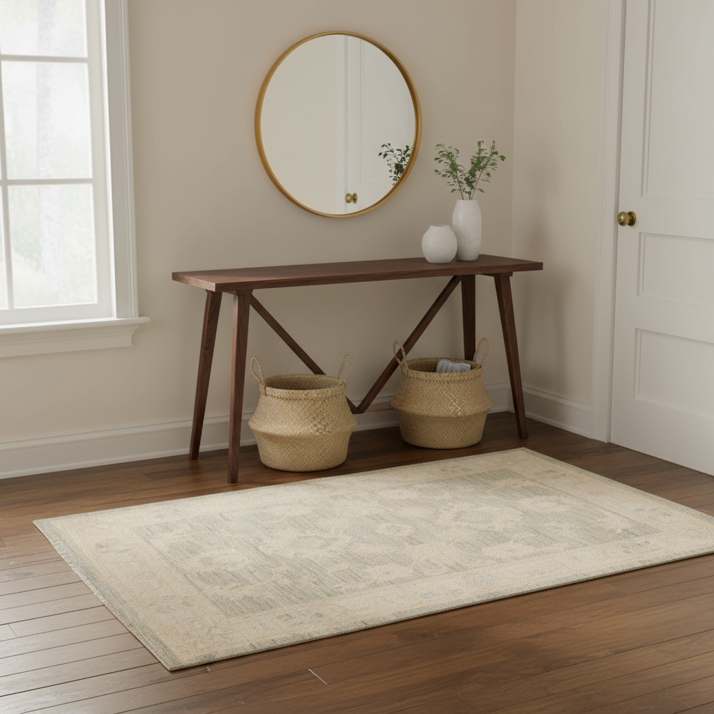 3.2 x 4.11 ft Hand Knotted Oushak Rug