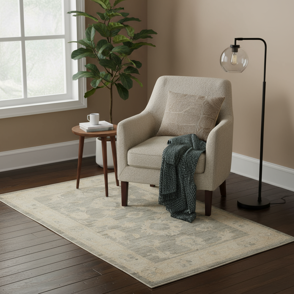 3.2 x 4.11 ft Hand Knotted Oushak Rug