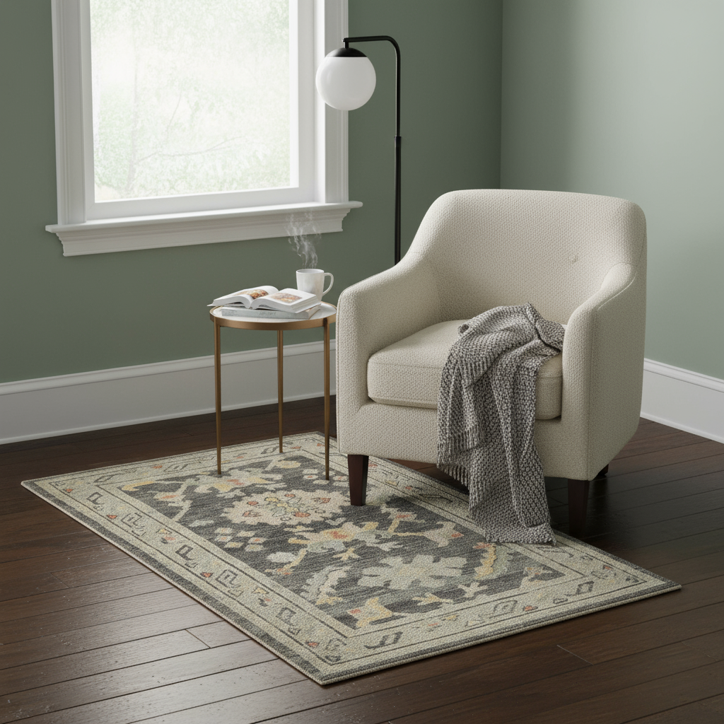 3.1 x 5 ft Hand Knotted Oushak Rug
