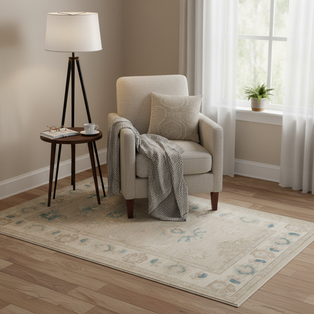 3 x 4.11 ft Hand Knotted Oushak Rug