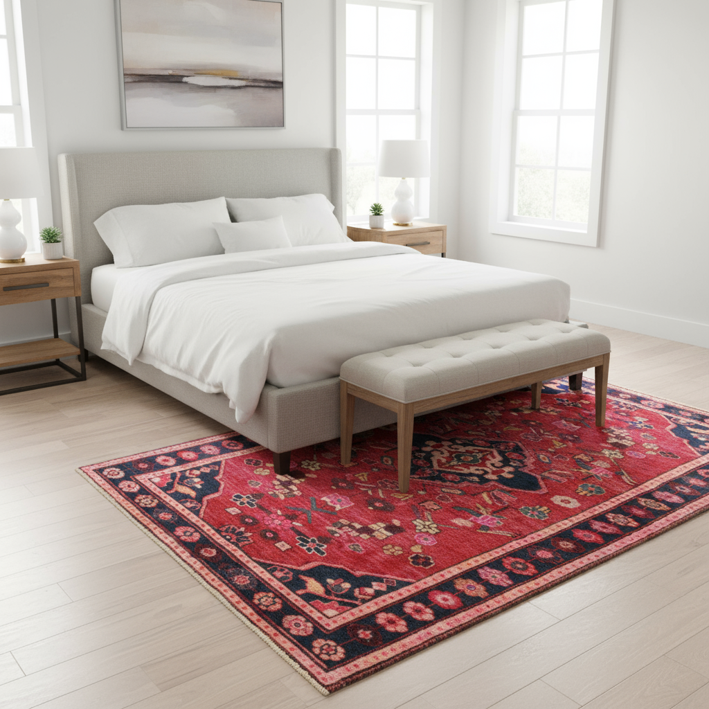 4.5 x 6.7 ft Hand Knotted Persian Hamadan Rug