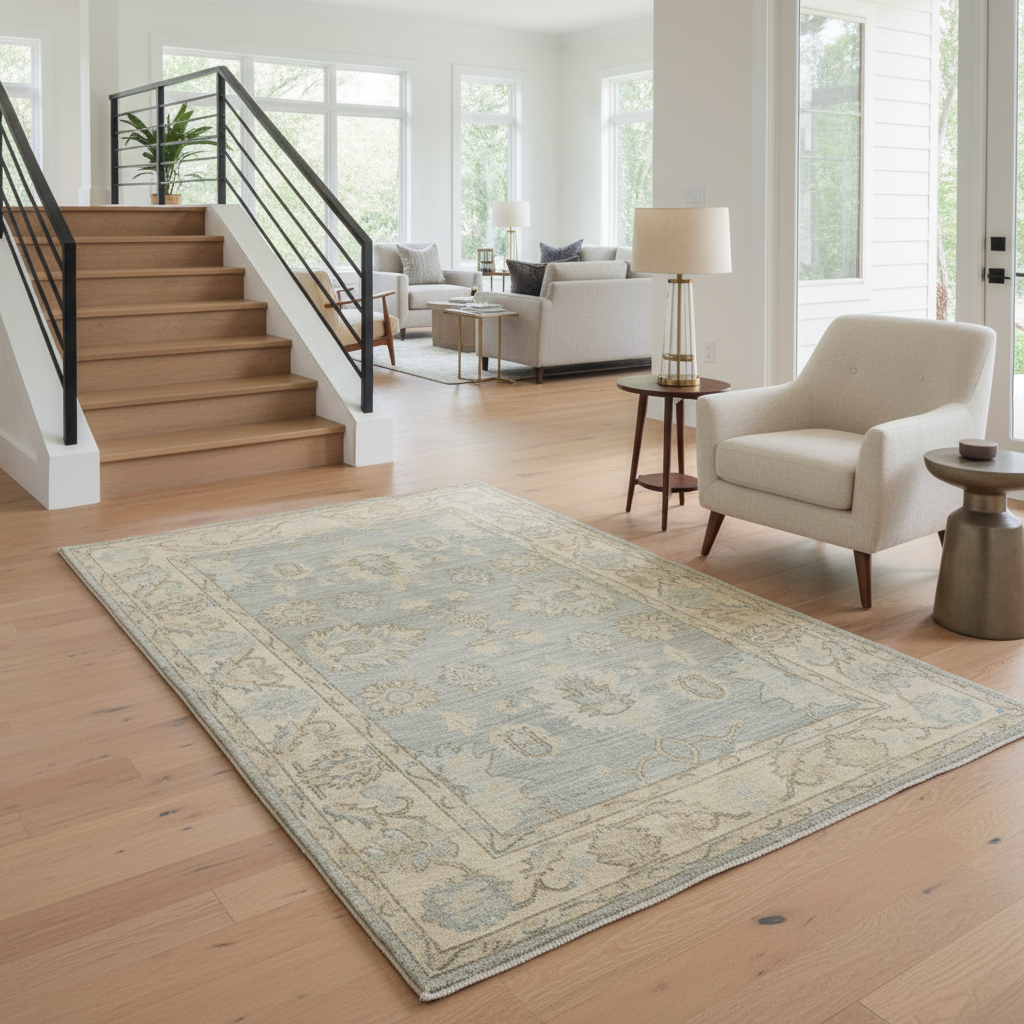 4 x 6.1 ft Hand Knotted Oushak Rug