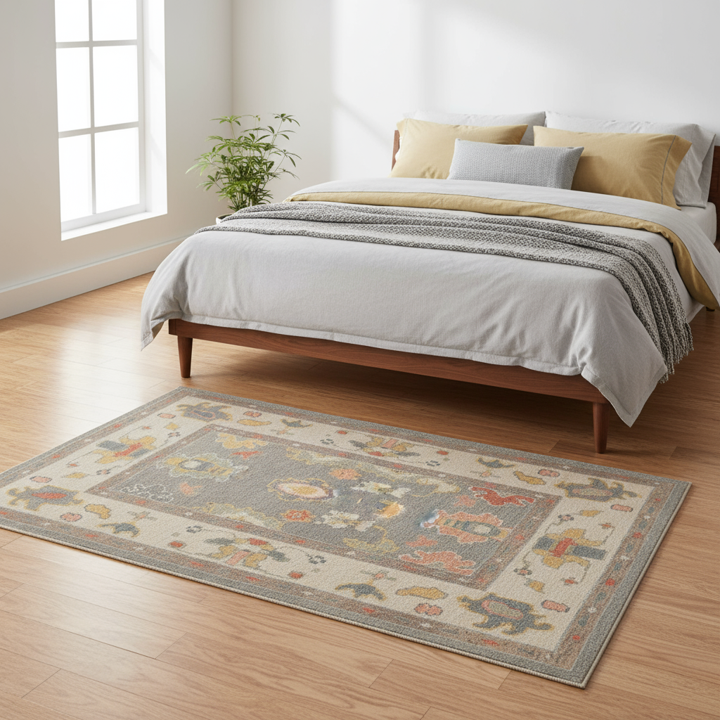 4.1 x 5.10 ft Hand Knotted Oushak Rug