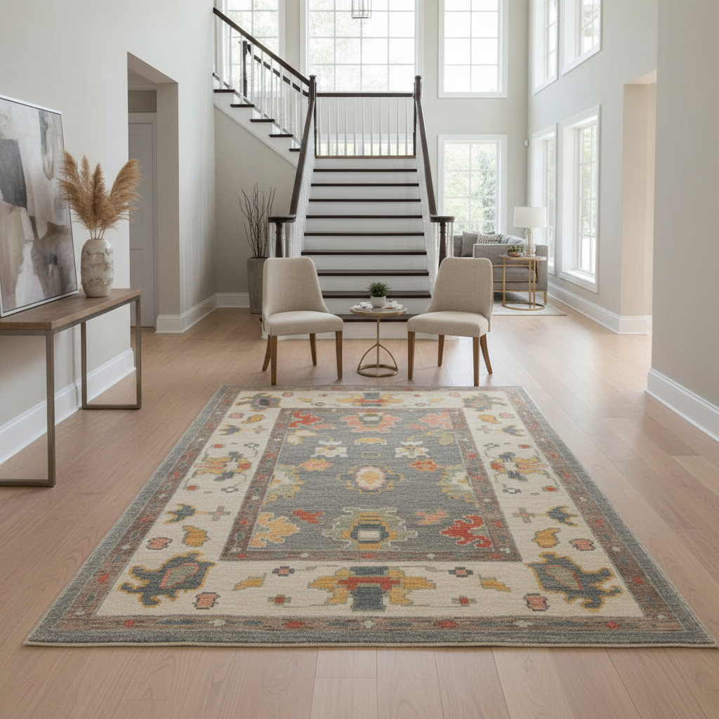 4.1 x 5.10 ft Hand Knotted Oushak Rug