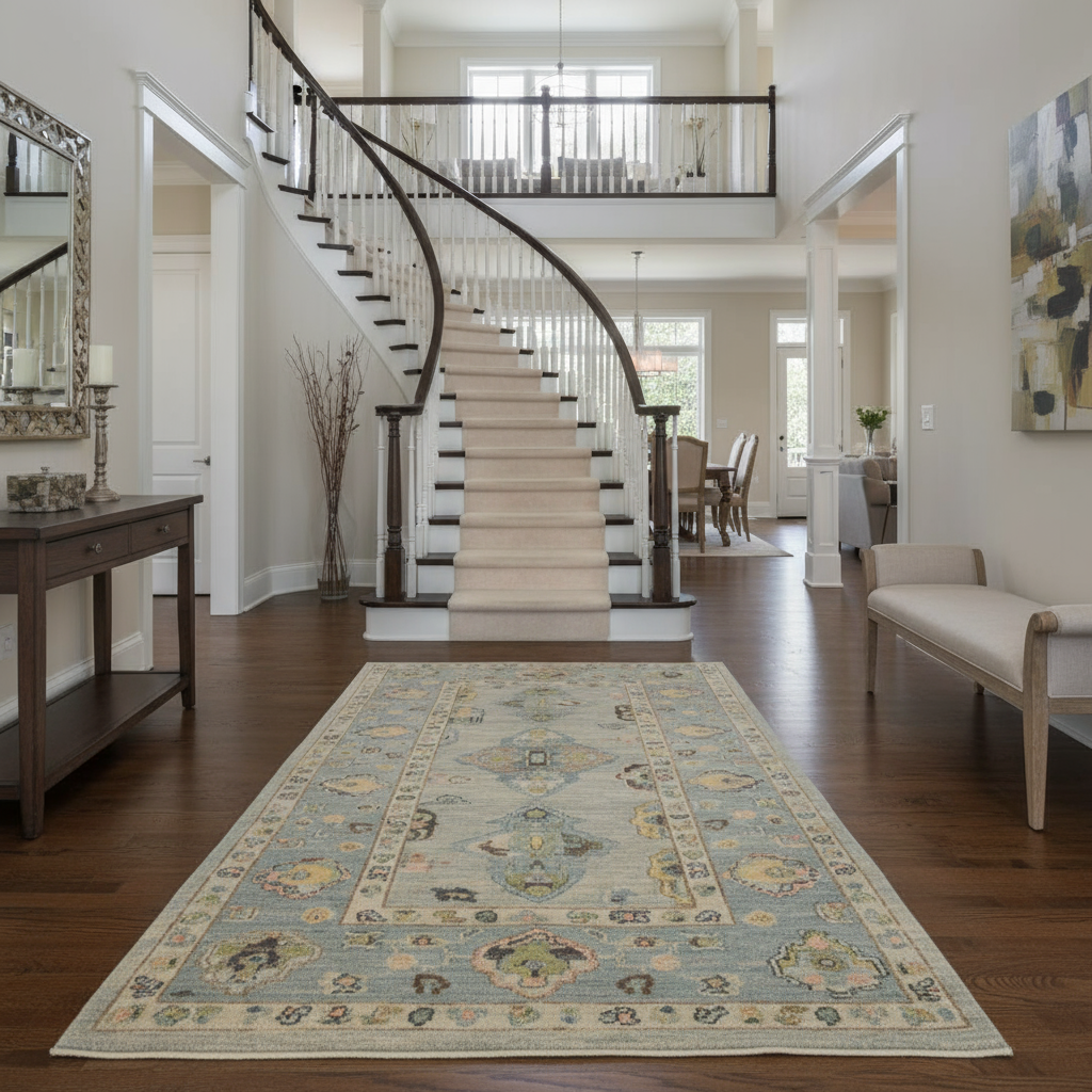4.1 x 7.7 ft Hand Knotted Oushak Rug