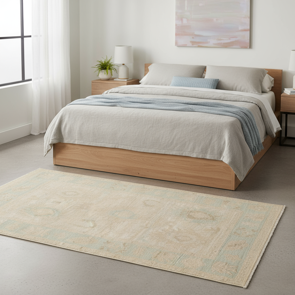 3.11 x 6.2 ft Hand Knotted Oushak Rug