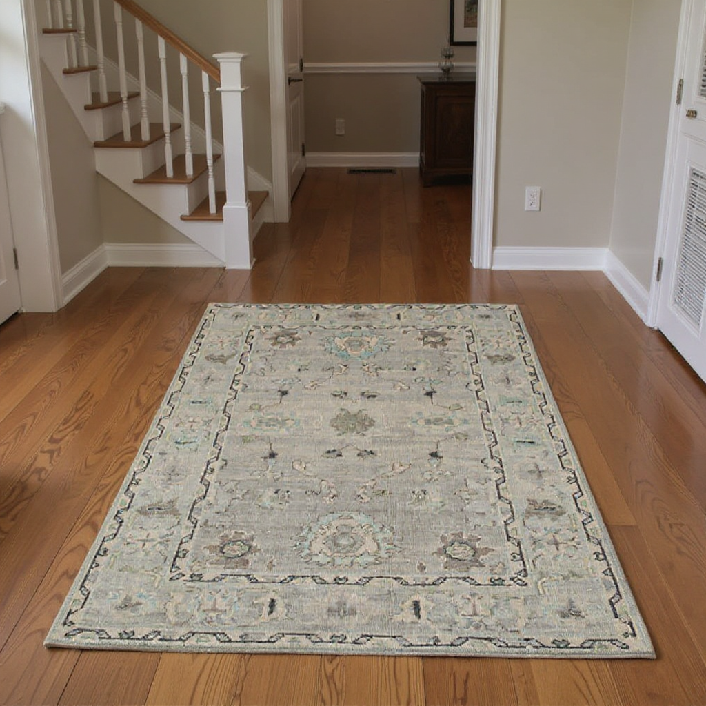 4.2 x 6.6 ft Hand Knotted Oushak Rug