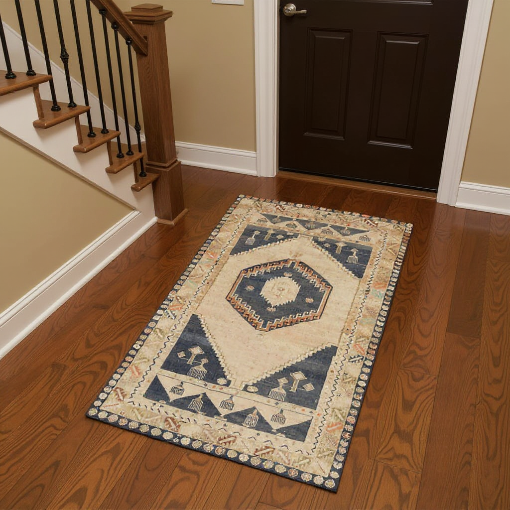 4.4 x 8.2 ft Hand Knotted Vintage Oushak Rug