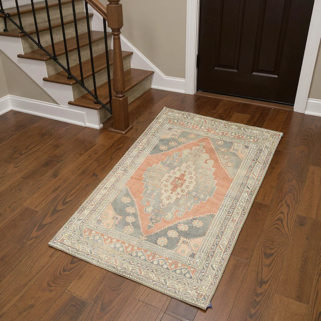 4.11 x 8.5 ft Hand Knotted Vintage Oushak Rug