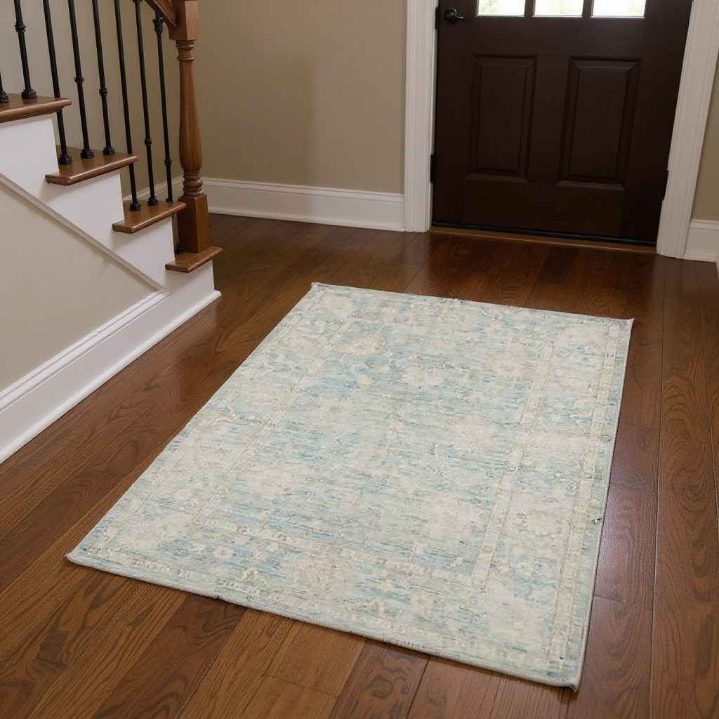 4.9 x 6.11 ft Hand Knotted Oushak Rug