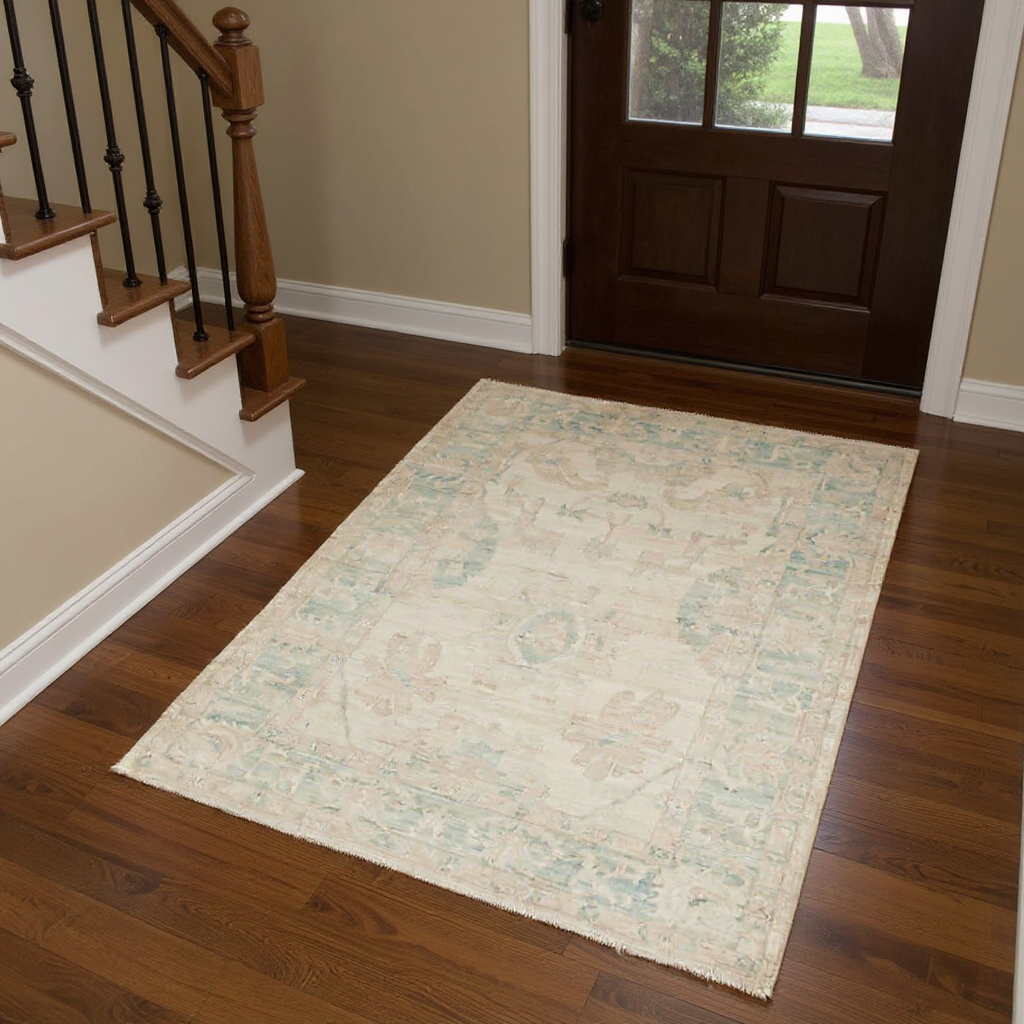 4.11 x 6.10 ft Hand Knotted Oushak Rug