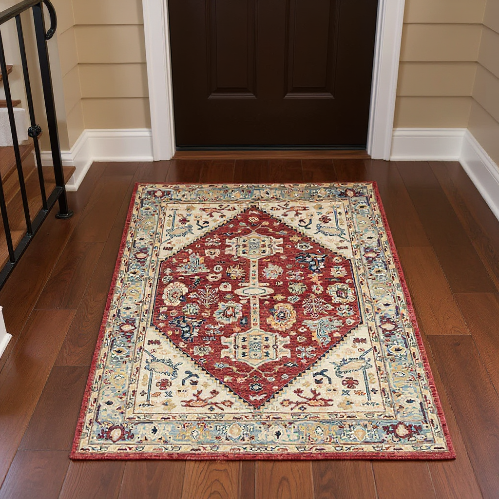 4.11 x 6.8 ft Hand Knotted Serapi Rug