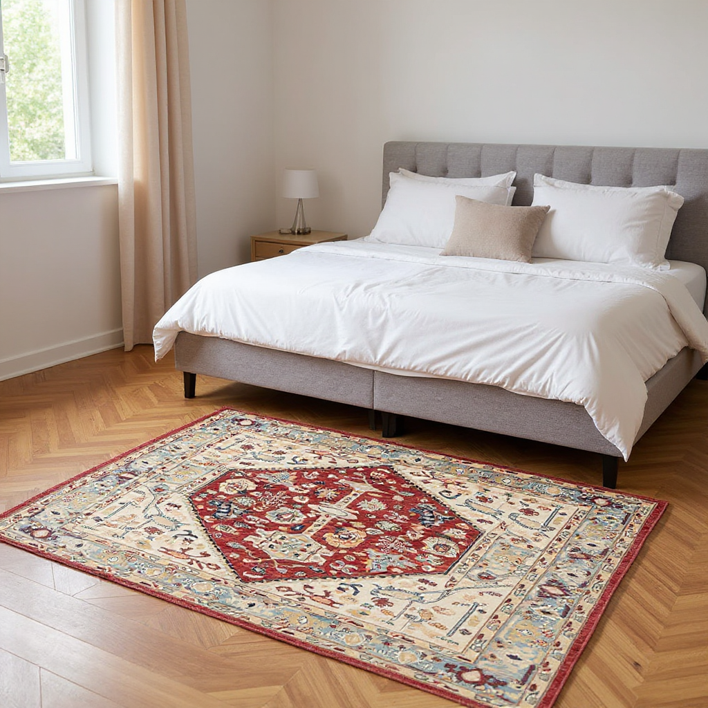 4.11 x 6.8 ft Hand Knotted Serapi Rug