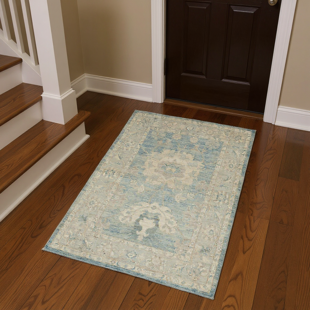 4.1 x 5.10 ft Hand Knotted Oushak Rug