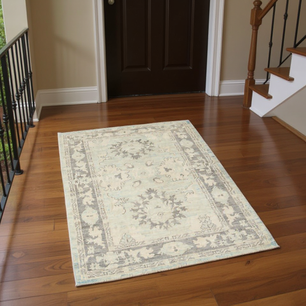 3.11 x 6.4 ft Hand Knotted Oushak Rug