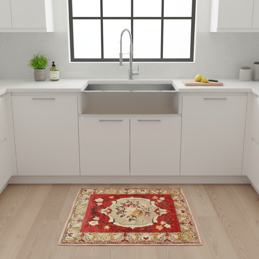 2.6 x 2.5 ft Hand Knotted Turkish Oushak Rug