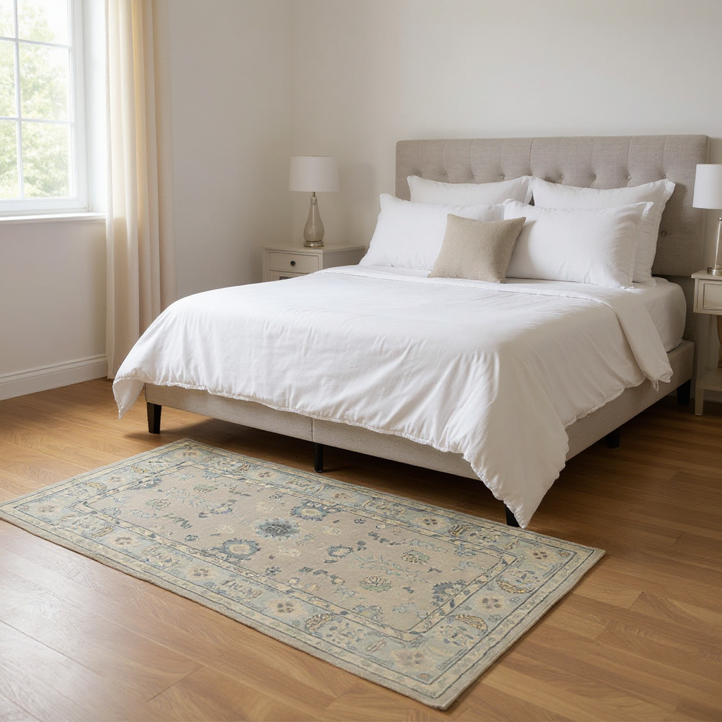 4 x 6.2 ft Hand Knotted Oushak Rug