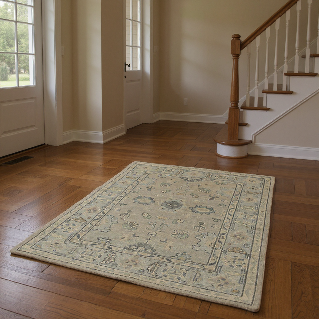 4 x 6.2 ft Hand Knotted Oushak Rug