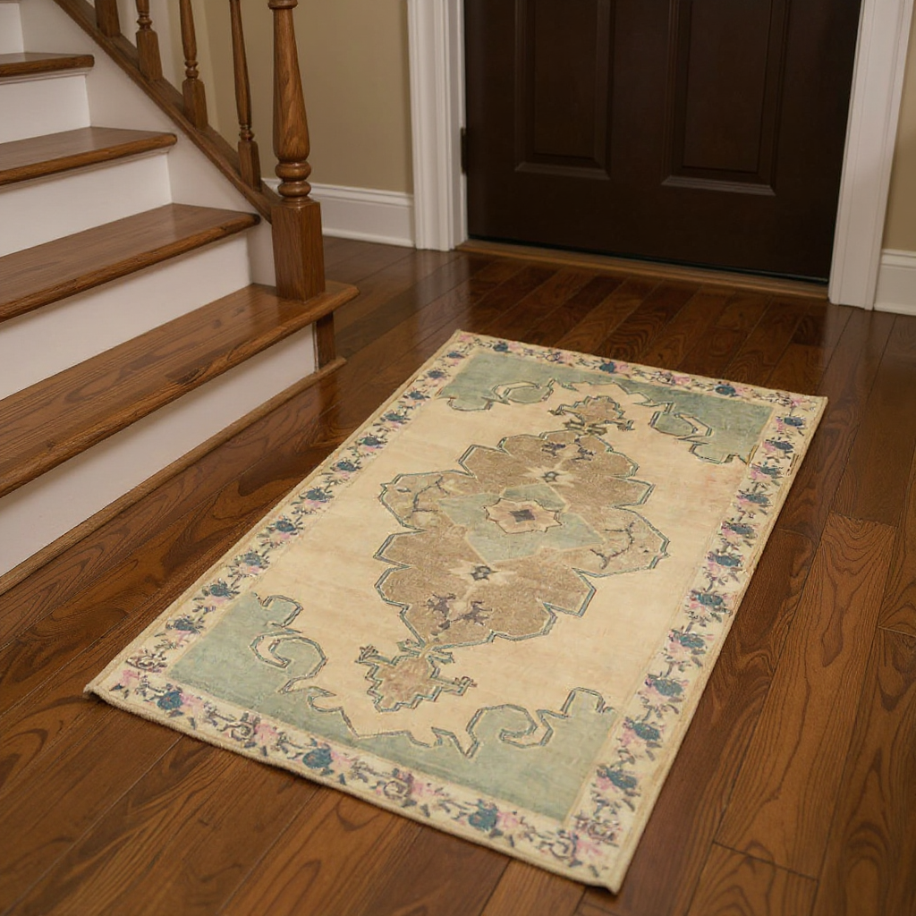 3.10 x 6.3 ft Hand Knotted Vintage Oushak Rug