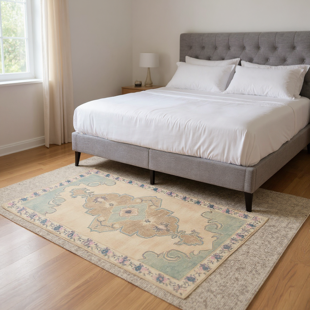 3.10 x 6.3 ft Hand Knotted Vintage Oushak Rug