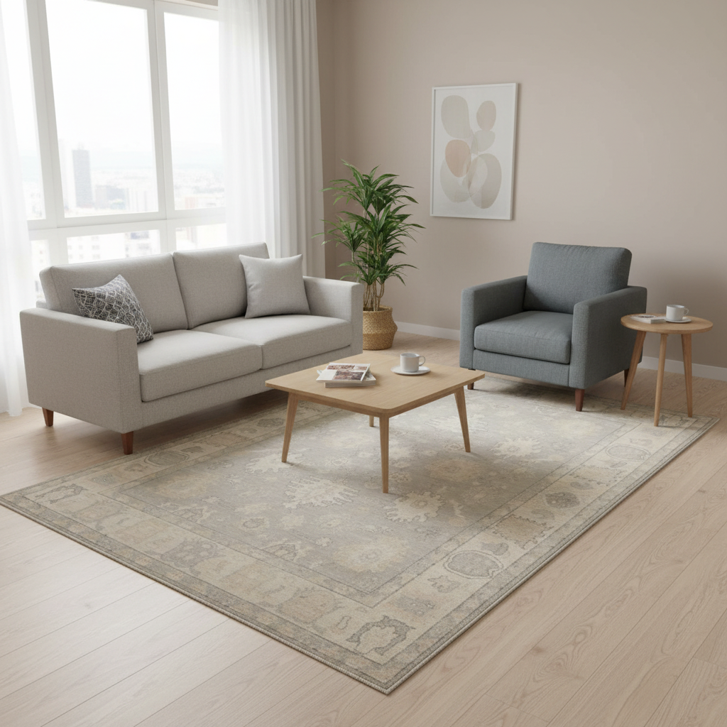 5.8 x 8.9 ft Hand Knotted Oushak Rug