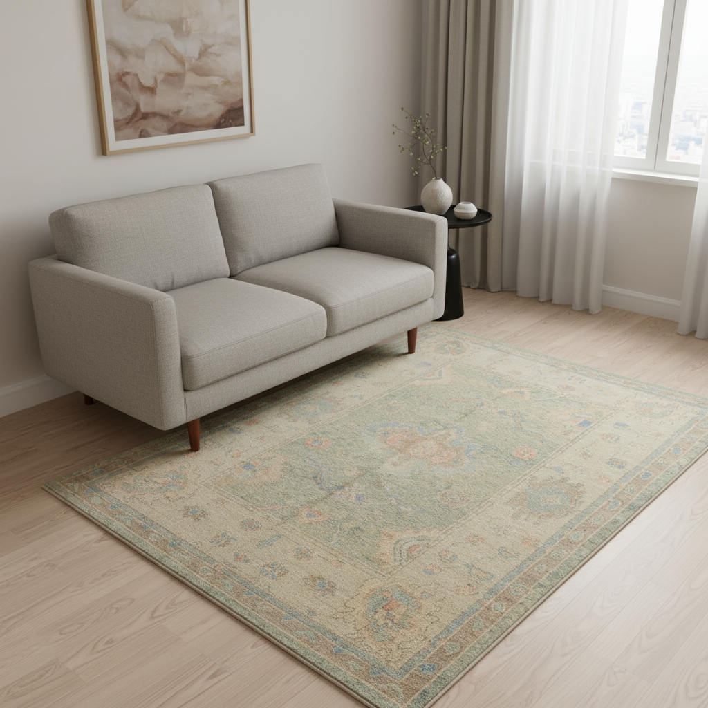 5.1 x 7.1 ft Hand Knotted Oushak Rug