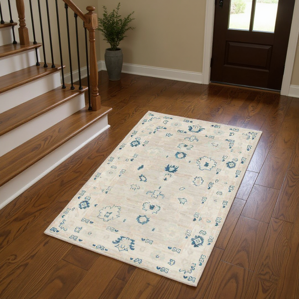 3.10 x 5.11 ft Hand Knotted Oushak Rug