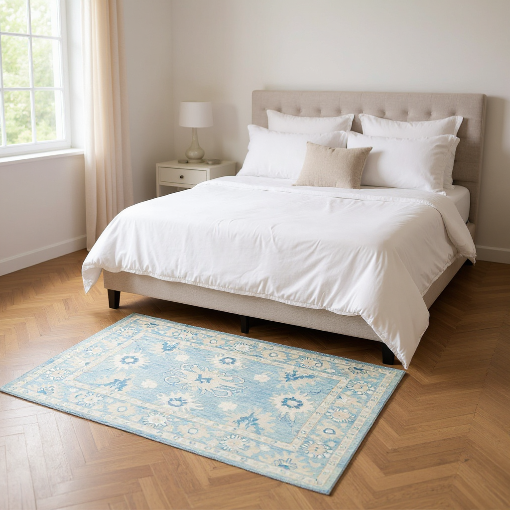 4 x 5.10 ft Hand Knotted Oushak Rug