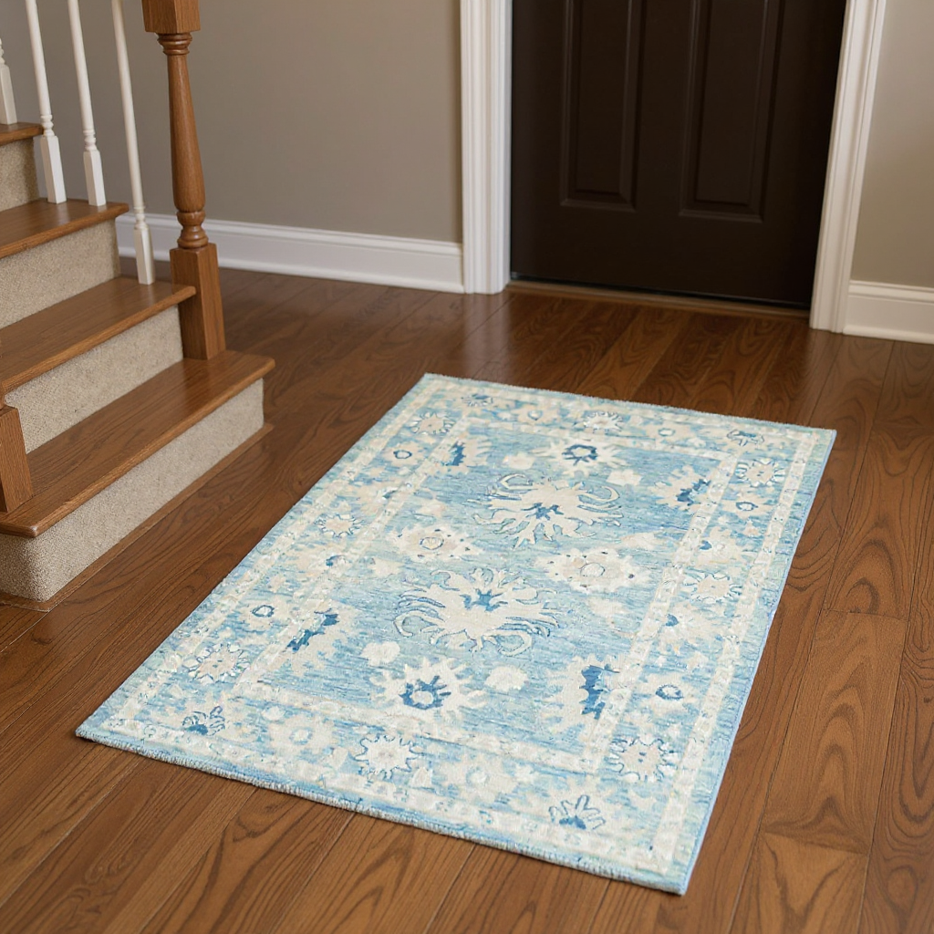 4 x 5.10 ft Hand Knotted Oushak Rug