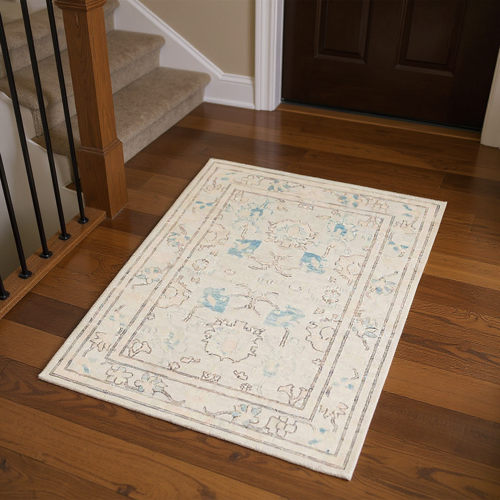 3.11 x 5.10 ft Hand Knotted Oushak Rug