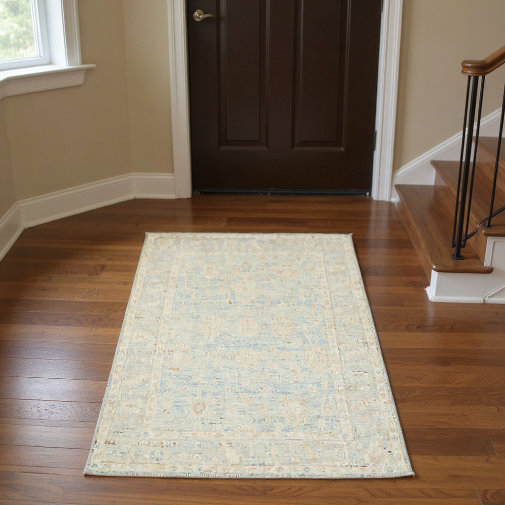 4 x 6.2 ft Hand Knotted Oushak Rug