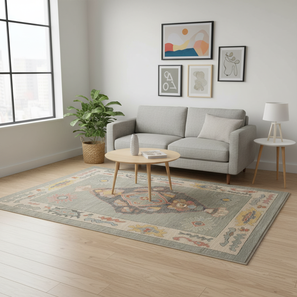 5.2 x 8.1 ft Hand Knotted Oushak Rug
