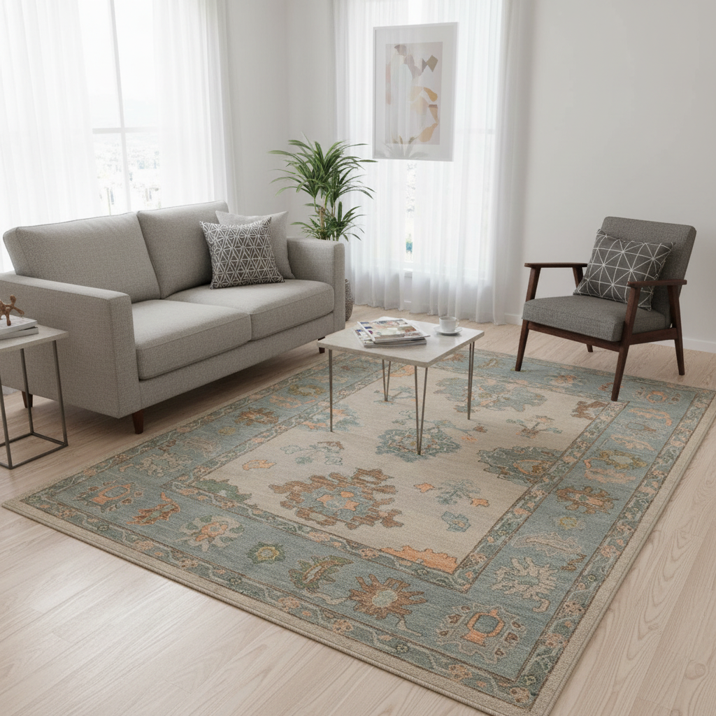 5.2 x 7.1 ft Hand Knotted Oushak Rug