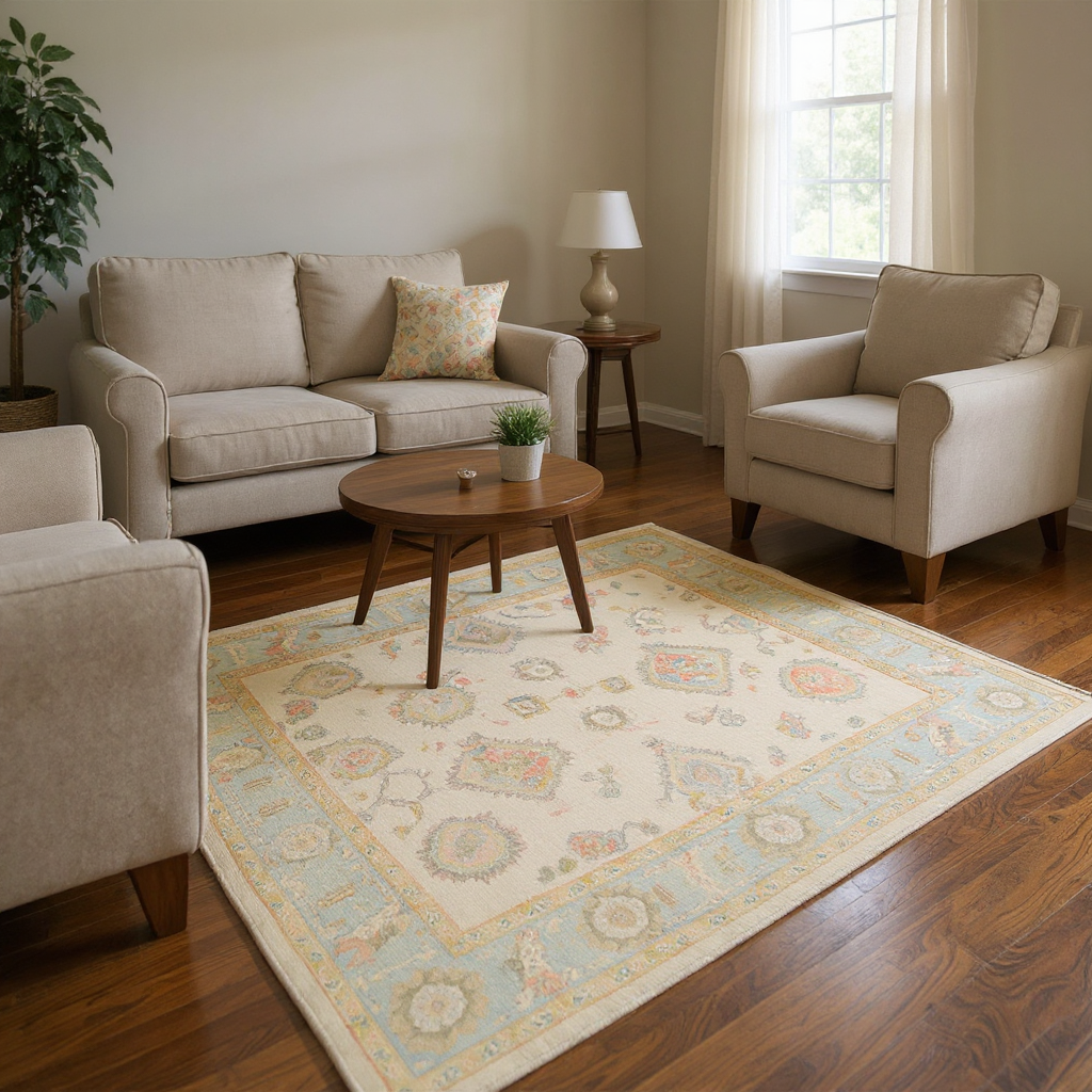 6.8 x 10.5 ft Hand Knotted Oushak Rug