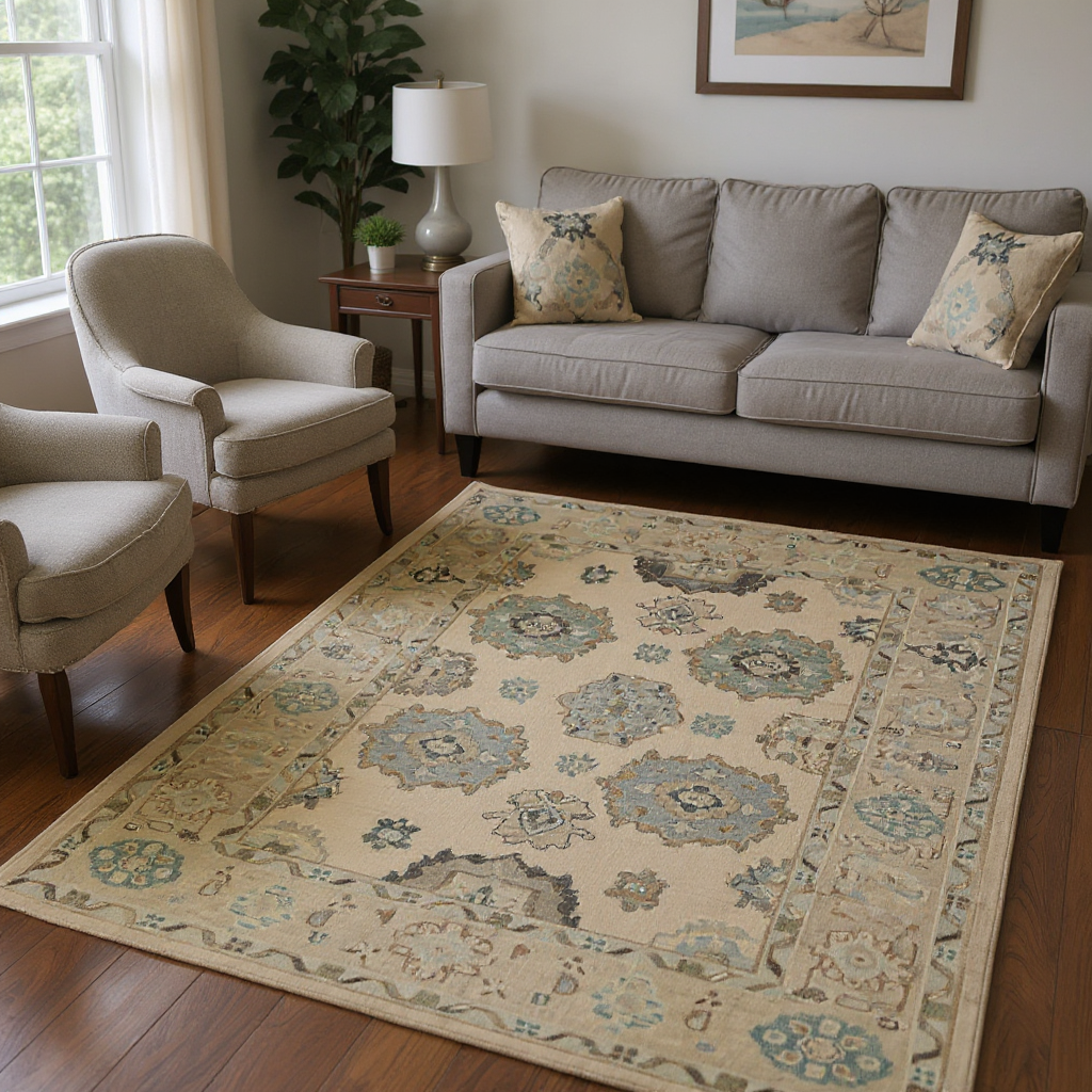 6.7 x 10.2 ft Hand Knotted Oushak Rug